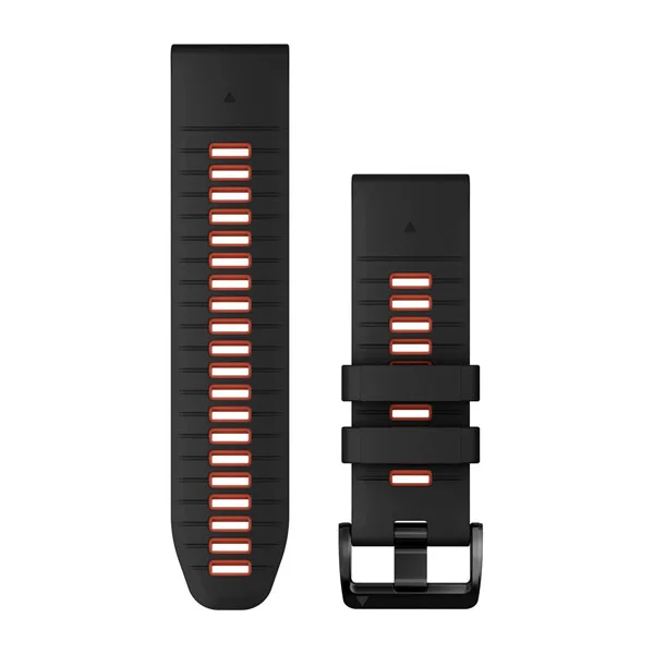 Bracelet de montre QuickFit 26 pour  fenix 7X Pro Solar Edition  - Silicone Noir / Rouge feu