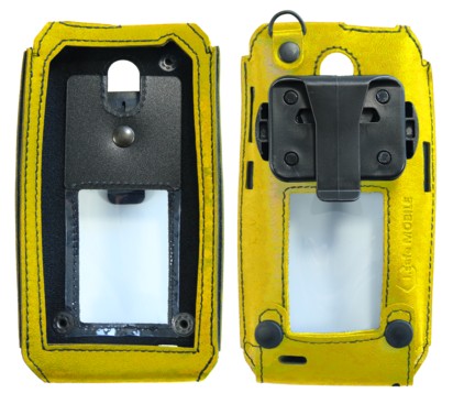 Sacoche cuir jaune pour  Smartphone durci IS655.RG 